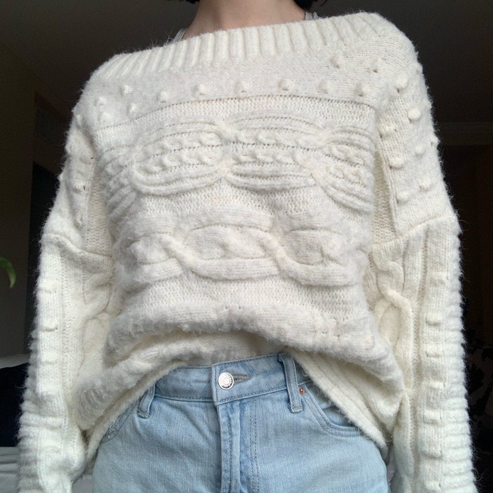 cozy white sweater